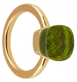 les bobos Ring mit Quarz, mittelgrün vergoldet
