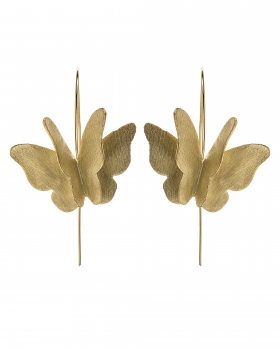 Fliegender Schmetterling Ohrringe, gold, matt