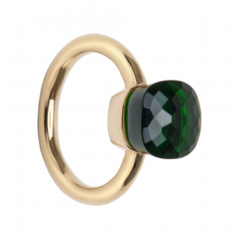 les bobos Ring mit Quarz, grün vergoldet